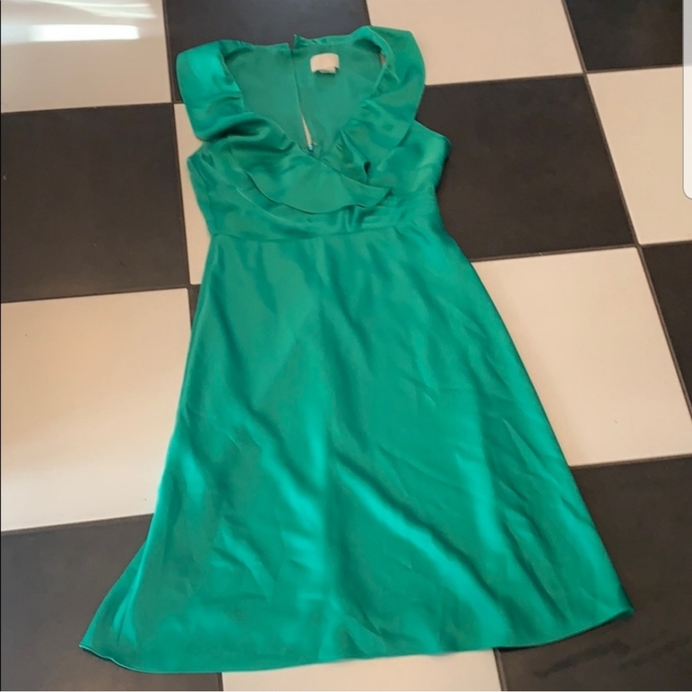 Stunning J. Crew emerald green ruffle dress